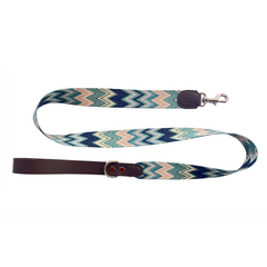 Hundeleine aus Baumwolle und Apfelleder, 130cm • Chevron Azure
