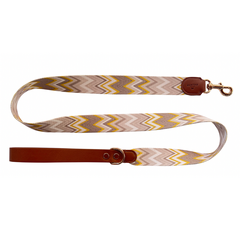 Hundeleine aus Baumwolle und Apfelleder, 130cm • Chevron Citron