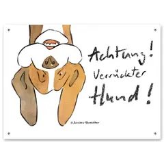 Hunde-Warnschild 'Verrückter Hund'