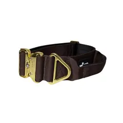 Breites Tactical Halsband mit Griff • braun | gold