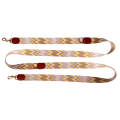 Verstellbare Hundeleine aus Baumwolle und Apfelleder, 240cm • Chevron Citron