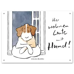 Warnschild "Leute mit Hund | Fenster"