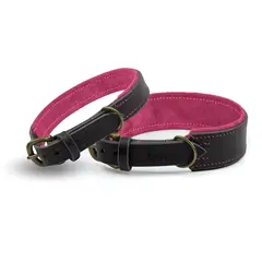 Gepolstertes Halsband • Leder schwarz