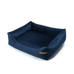 Kratzfestes Hundebett aus rPET • Samt dunkelblau
