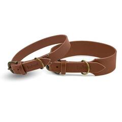 Verstellbares Halsband mit Sattlernaht • Leder braun