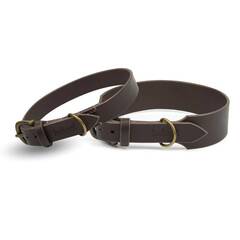 Verstellbares Halsband mit Sattlernaht • Leder dunkelbraun