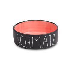 Personalisierter Hundenapf aus Keramik matt schwarz - salmon mousse