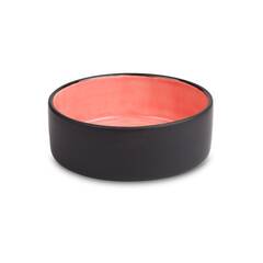 Hundenapf aus Keramik matt schwarz - salmon mousse