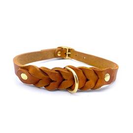 Geflochtenes Fettleder-Halsband in cognac