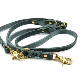 Verstellbare Leine aus Fettleder, grau