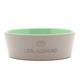 Hundenapf aus Keramik LIEBLINGSHUND grau | apfelgr&uuml;n