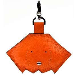 Kotbeutelspender MINNI aus Leder in orange