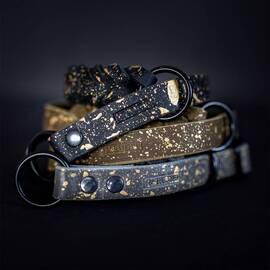 Zugstopp-Halsband aus Fettleder • GOLDEN SPARKLE