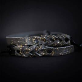 Verstellbare Hundeleine aus Fettleder 120 cm • GOLDEN SPARKLE