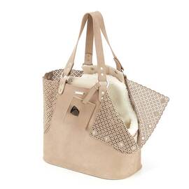 HUNDETASCHE ELVA aus Leder in NUDE, gefüttert • Labbvenn®