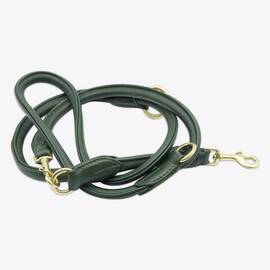 Verstellbare Hundeleine aus Rindsleder CONNECTOR rundgenäht • forest green