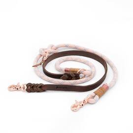 Verstellbare Leine PASTELL ROSA aus Kletterseil und Leder