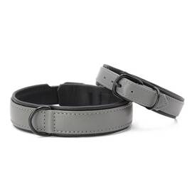 Hundehalsband aus Leder AMICI Anthrazit • gepolstert