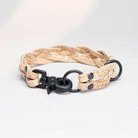Hundehalsband aus Korkleder geflochten • vegan • Pedro natur