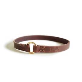 Exklusives Markenhalsband aus Leder • chestnut