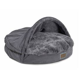 Kuschelige Hundehöhle mit abnehmbarem Dach • anthrazit • JiggiLove ZipOff