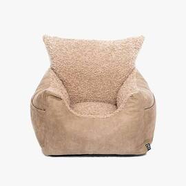 Auto-Hundebett für kleine Hunde • Teddyfell + Kunstleder • Harry beige