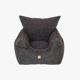 Auto-Hundebett für kleine Hunde • Teddyfell + Kunstleder • Harry schwarz