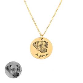 Halskette mit graviertem Hundeportrait nach Foto • gold