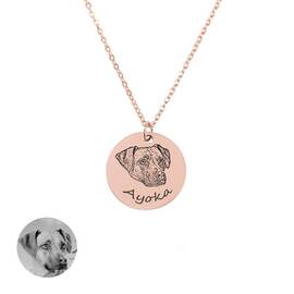 Halskette mit graviertem Hundeportrait nach Foto • roségold