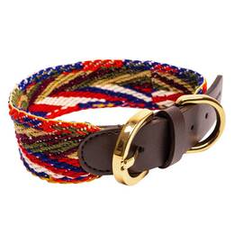 Verstellbares Hundehalsband aus Baumwolle und Apfelleder • Ananda Rainbow