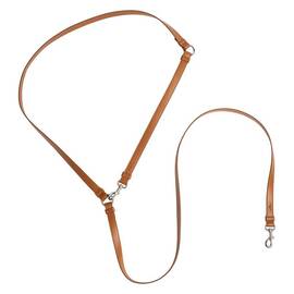 Vegane Hundeleine aus Apfelleder, braun • Kombileine CLASSY COGNAC SILVER
