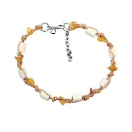 Schmuckhalsband für Hunde aus EM-Keramik und Bernstein