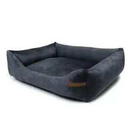 Kratzfestes Hundebett aus rPET • Samt dunkelgrau