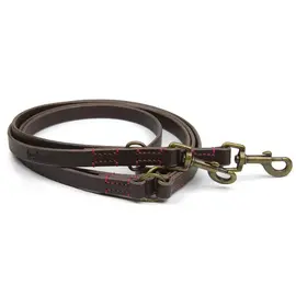 Verstellbare Hundeleine mit Sattlernaht • Leder dunkelbraun