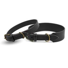 Verstellbares Halsband mit Sattlernaht • Leder schwarz