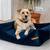 Kratzfestes Hundebett aus rPET • Samt dunkelblau