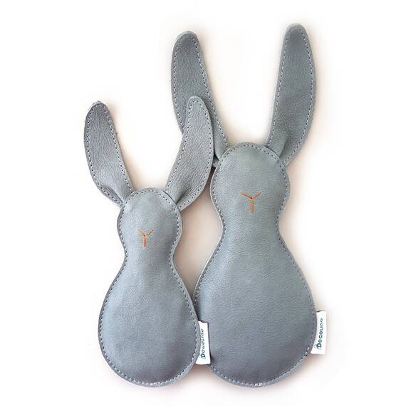 Hase aus Leder für Hunde - grau