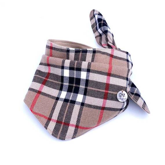 Halstuch für Hunde, Karo Beige