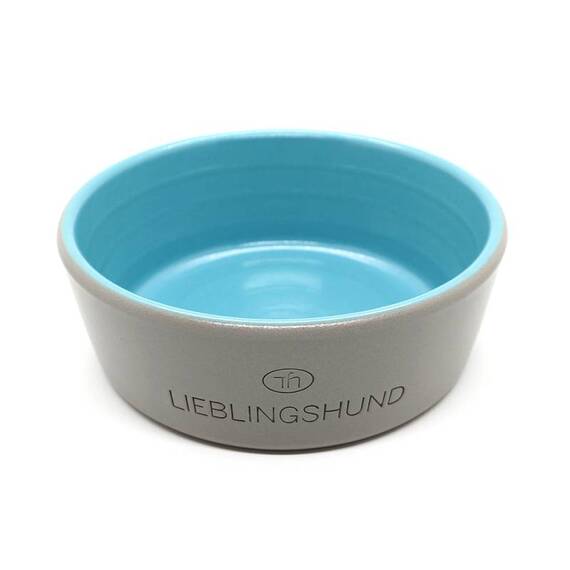 Hundenapf aus Keramik LIEBLINGSHUND grau | aqua