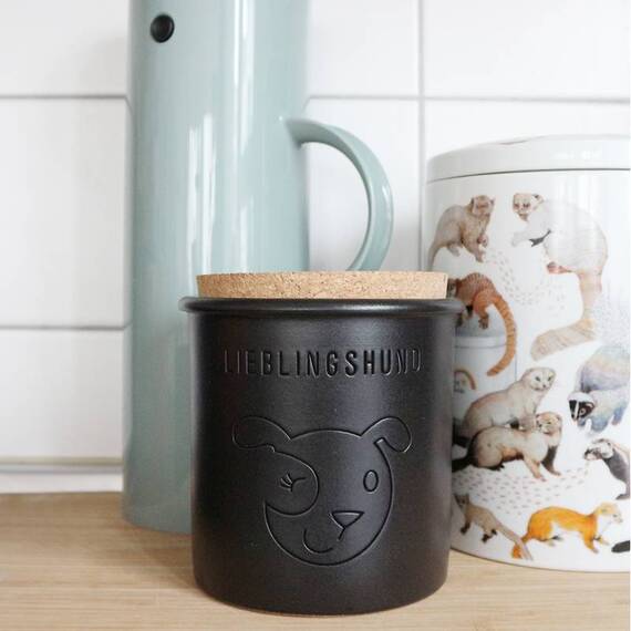 Keramikdose Lieblingshund schwarz