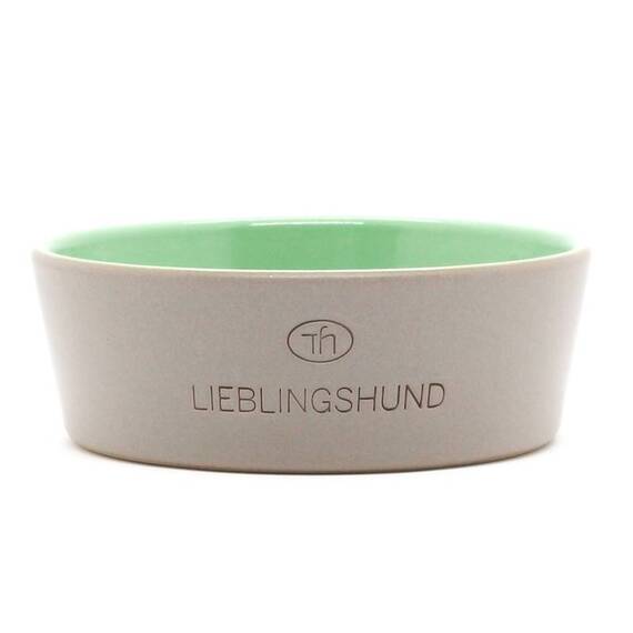 Hundenapf aus Keramik LIEBLINGSHUND grau | apfelgrün