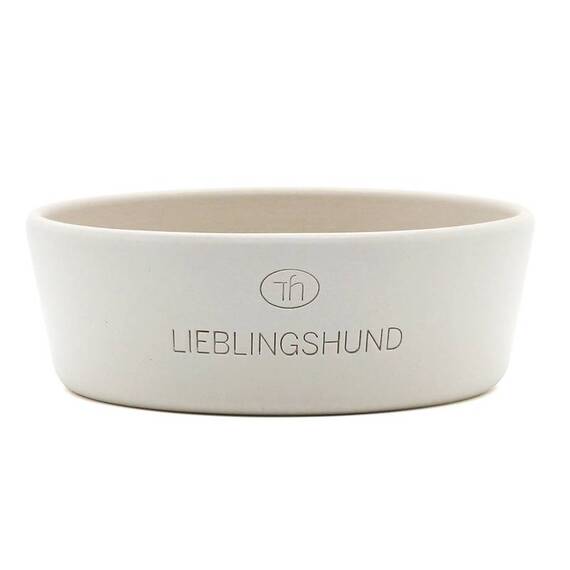 Hundenapf aus Keramik LIEBLINGSHUND cream | warm grey
