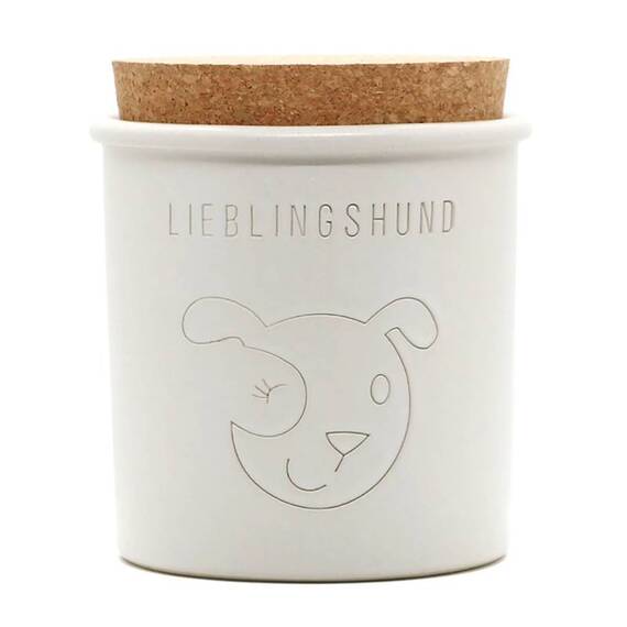 Keramikdose Lieblingshund weiß