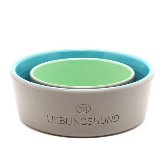 Hundenapf aus Keramik LIEBLINGSHUND grau | apfelgrün