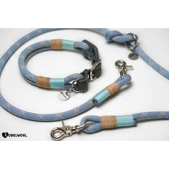 "Pastellblau" | verstellbares Hundehalsband aus Kletterseil