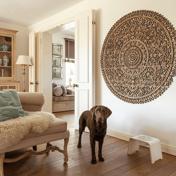 dogBar® Single M-large HPL Eiche hell mit Edelstahl