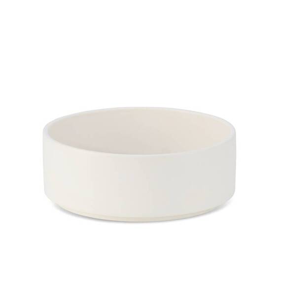 Futterstation aus Keramik und Holz VUKU taupe | weiß