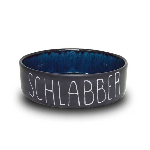 Personalisierter Hundenapf aus Keramik matt schwarz – midnight blue