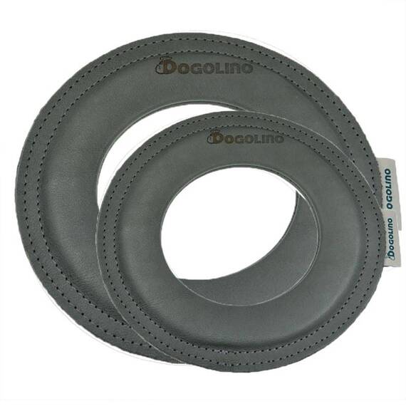 Wurfring aus Leder für Hunde - grau