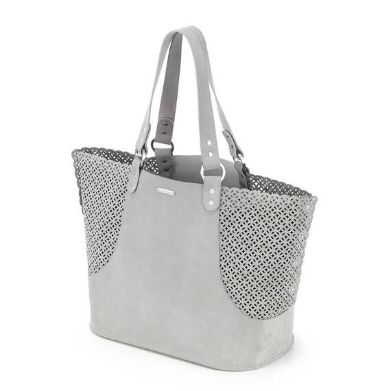 HUNDETASCHE ELVA aus Leder in LIGHT GREY, gefüttert • Labbvenn®